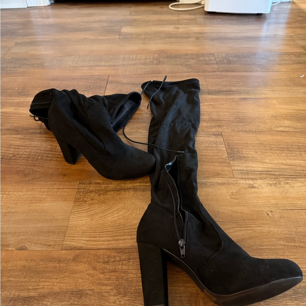 Lulus size 10 Black Over-the-Knee vegan suede boots